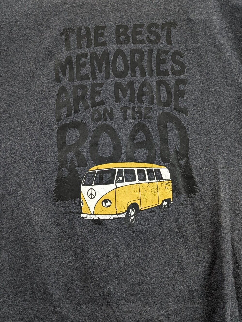 “The Best Memories Are Made On The Road" Charcoal Gray Tee with VW Van